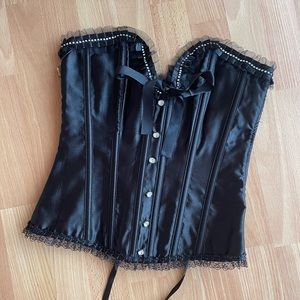 Satin black rhinestone corset